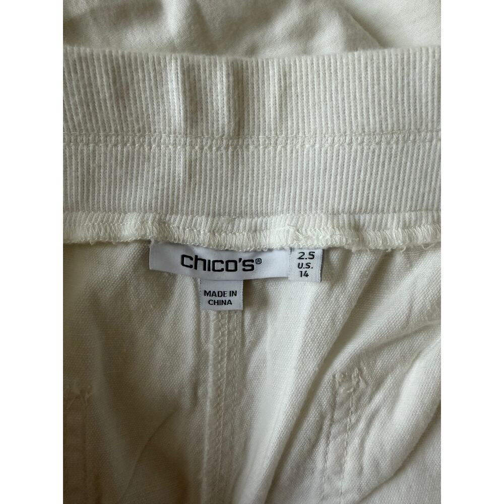 Chico's 2.5 (14) NWT White Linen Blend Wide Leg crop pant - Picture 3 of 5